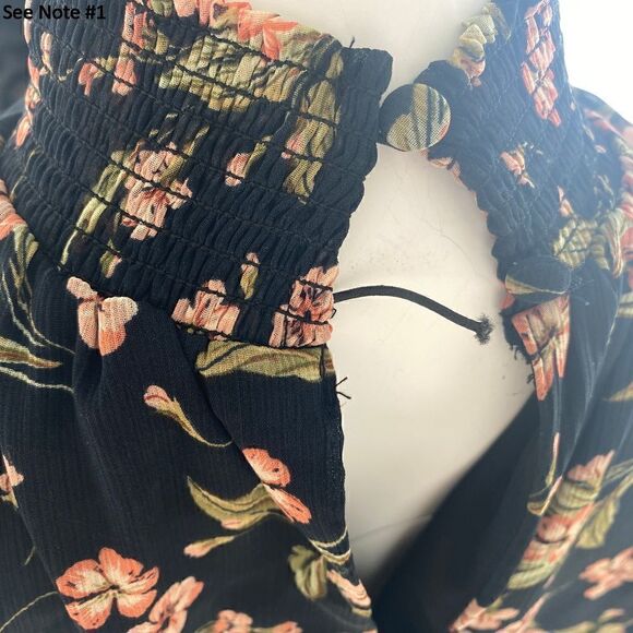 1.STATE Floral Print Ruffle Blouse in Black/Multi - Picture 6 of 6